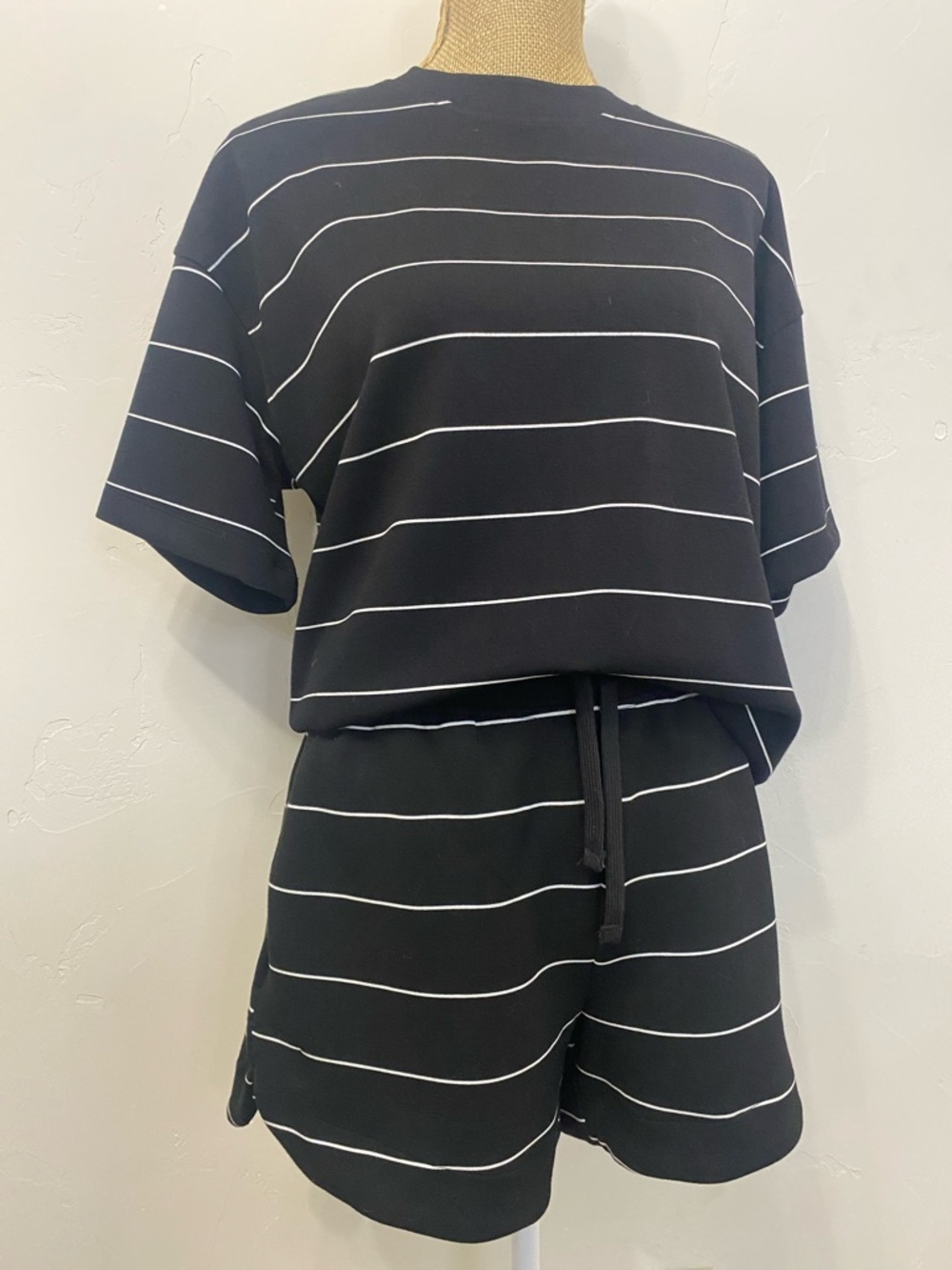 Rae Mode Striped Black Lounge Short Set - Women's